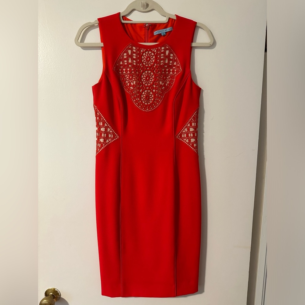 Poppy red tailored shift dress